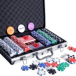 New Open Box Poker Chip Set 300 PCS Aluminum Case, 11.5 Gram Chips